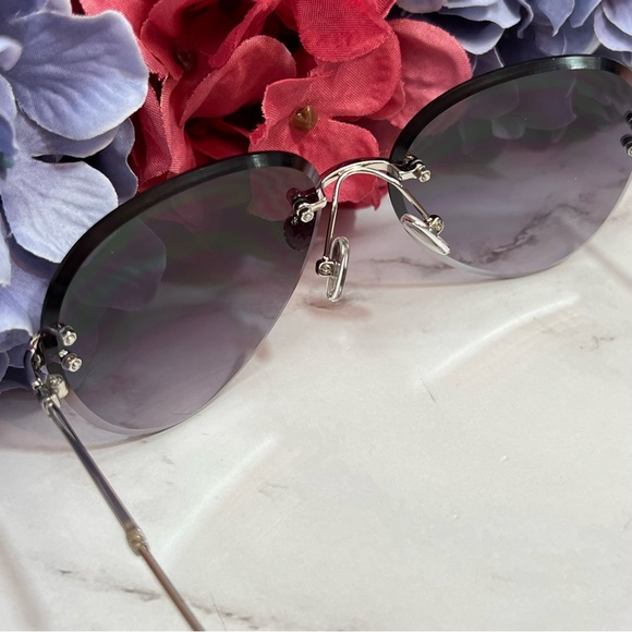 KINGSEVEN Retro Purple Gradient Rimless Teardrop Sunglasses - Picture 10 of 16